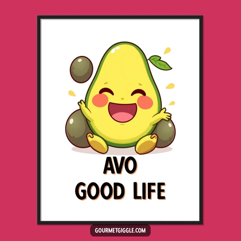 Funny Avocado Juggling Poster: Happy Fruit Art, Hilarious Wall Decor