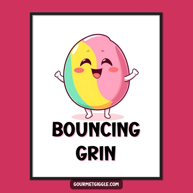 Funny Bouncing Candy Poster - Delighted Grin for a Cheerful Wall