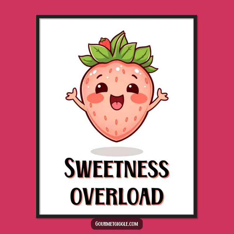 Funny Bouncing Strawberry Poster - Joyful Fruit Art for Whimsical Decor