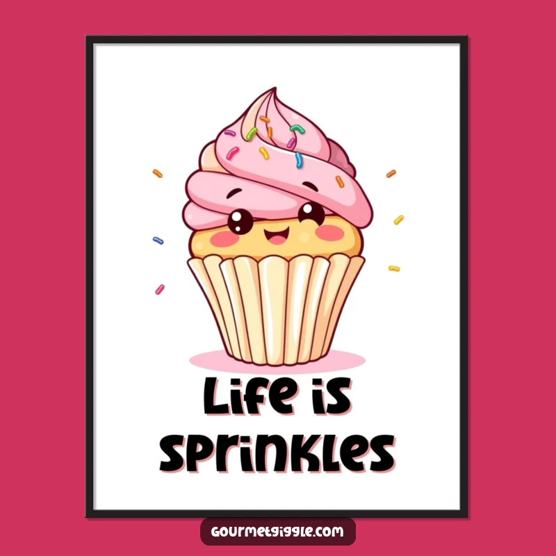 Funny Cupcake Giggle Poster: Bobbing Character Wall Art for Sweet Decor