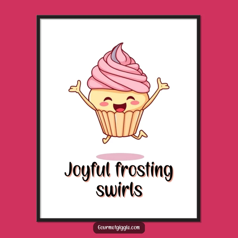 Funny Cupcake Leap Poster: Vibrant & Joyful Dessert Wall Art