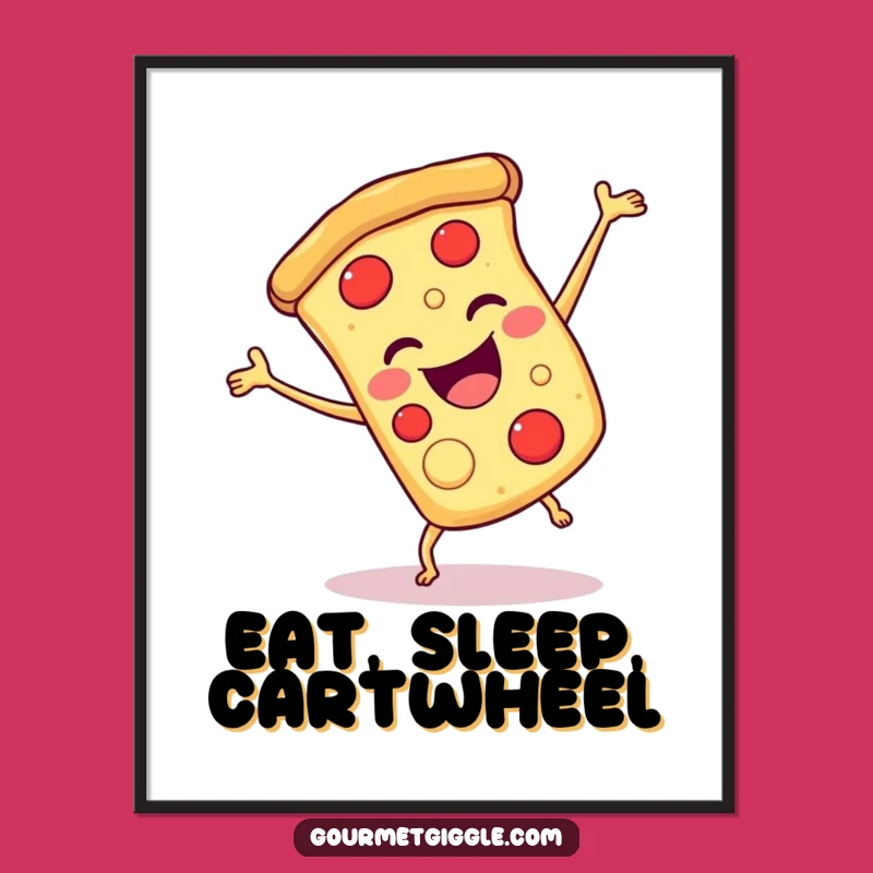 Funny Pizza Cartwheel Poster: Bring Cheesy Joy to Your Walls!
