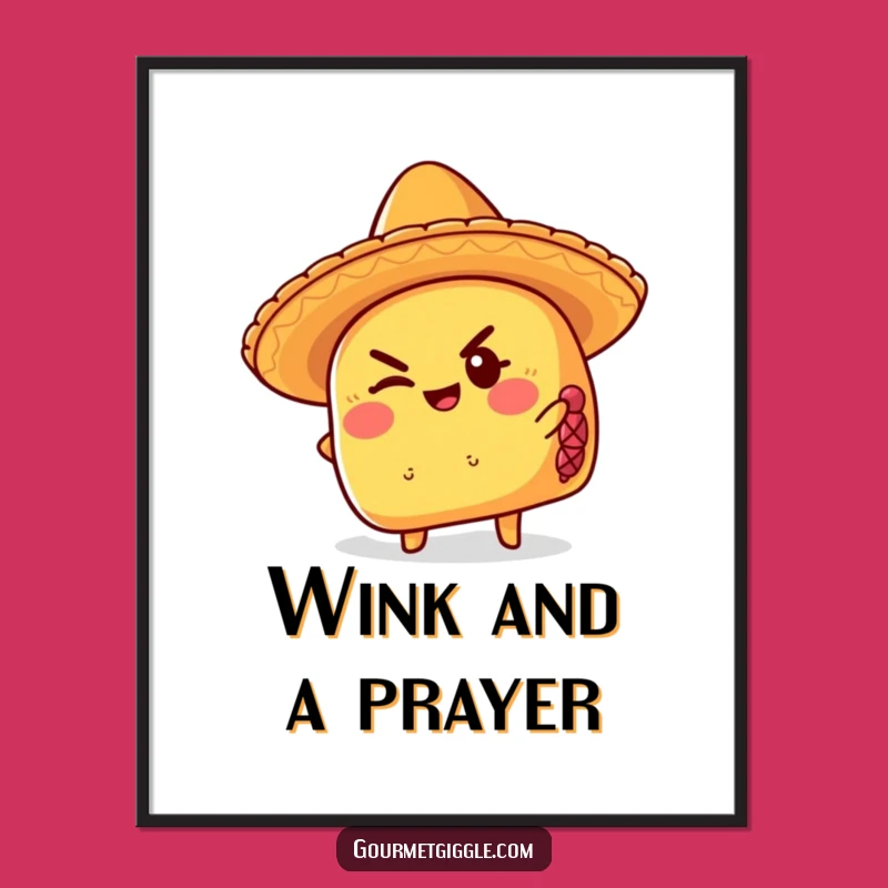 Funny Taco Sombrero Art Print: Hilarious Wall Decor with a Wink