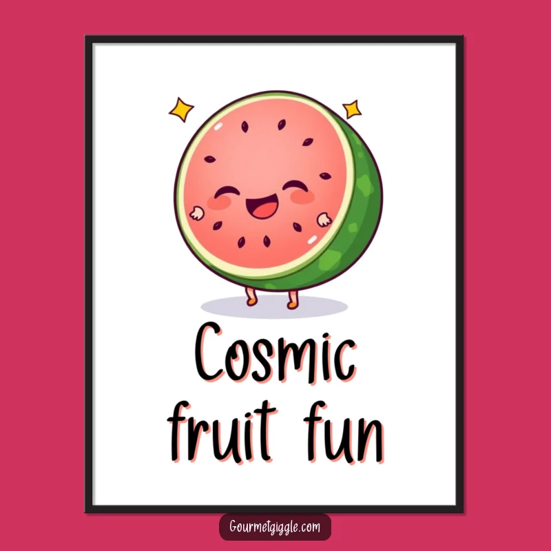 Funny Watermelon Cartwheel Poster: Giggling Slice Star Seed Art