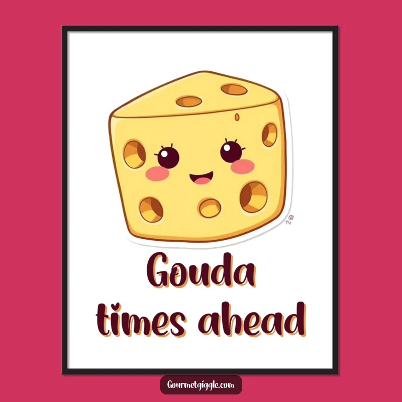 Funny Cheese Poster - Grinning Wall Art for a Cheesy, Happy Space