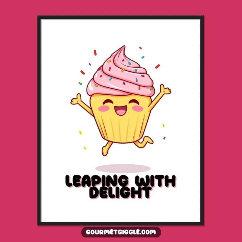 Funny Cheerful Cupcake Poster: Add Sweet Joyful Vibes to Your Walls!