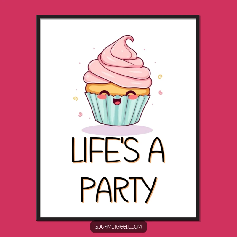 Funny Giggling Cupcake Poster: Sweet Wall Art for a Cheerful Atmosphere