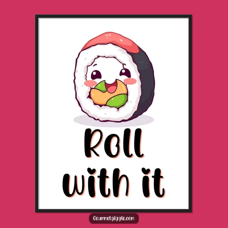 Funny Sushi Roll Poster: Joyful Rolling Art for Your Walls!