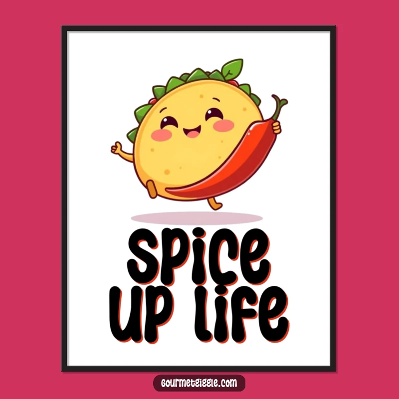 Funny Taco & Chili Poster: Fiesta Dance - Whimsical Wall Art Gift