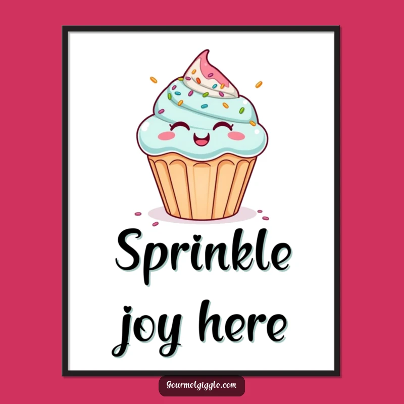 Funny Cupcake Poster: Giggling Sprinkle Shower - Humorous Wall Art Gift!