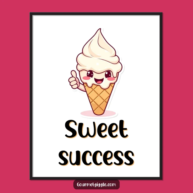 Funny Ice Cream Thumbs Up Poster: Wall Art with Sweet Cheer