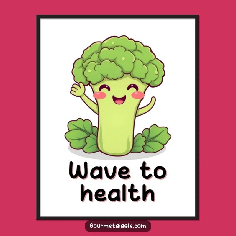 Funny Broccoli Waving Poster - Bring Healthy Smiles to Your Walls
