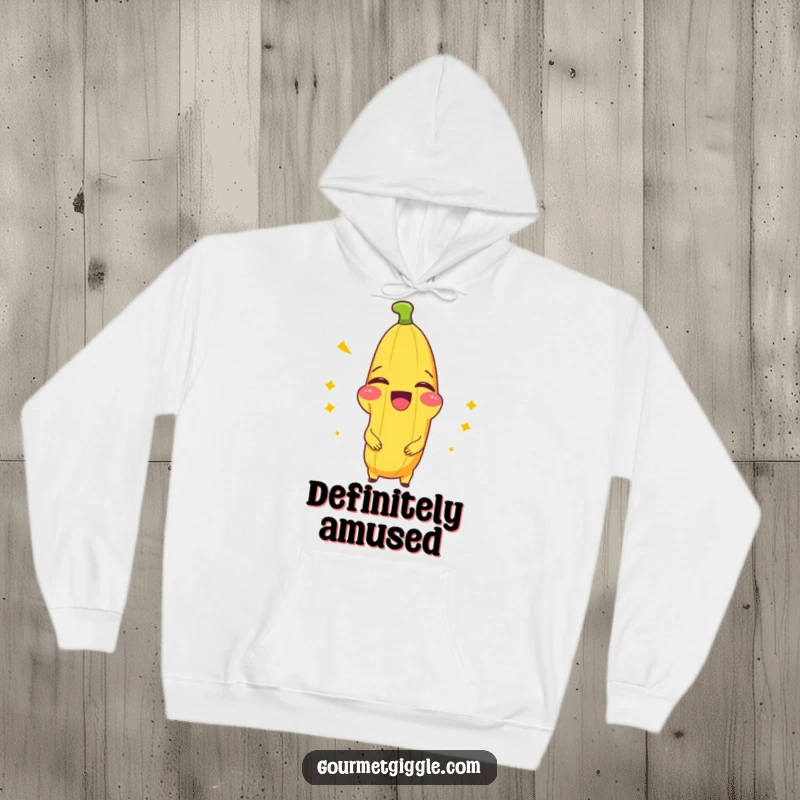 Funny hoodie featuring a beaming banana splitting with laughter, designed for ultimate comfort and comedic expression.