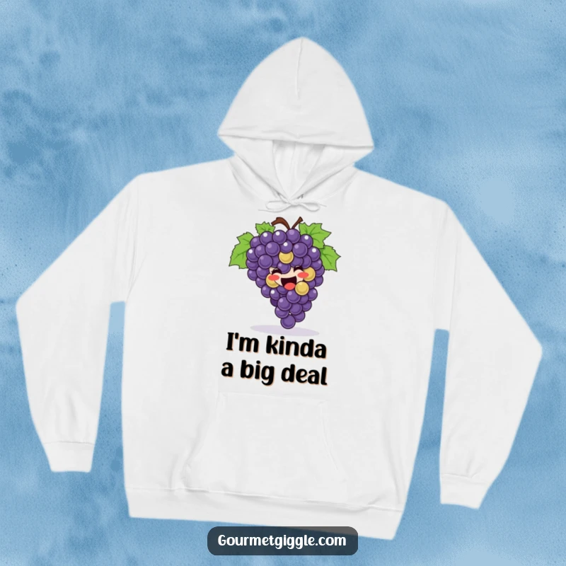 Funny Hoodie featuring a happy bunch of grapes in motion, joyfully rolling with an infectious sense of fun.
