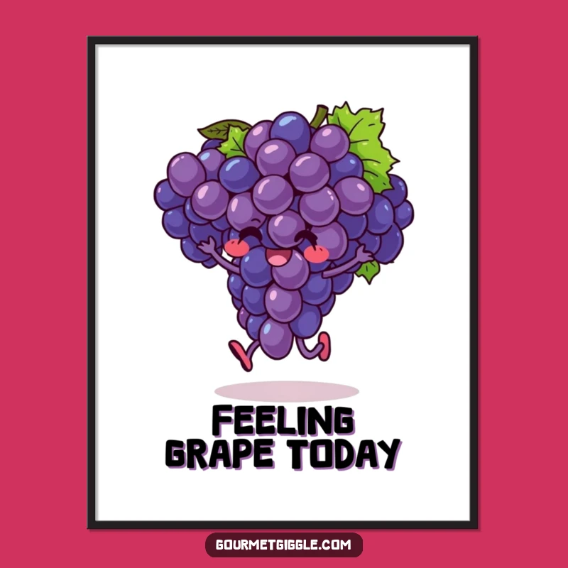 Funny Free Printable Wall Art: Exuberant Hopping Grapes, Downloadable Art Gift