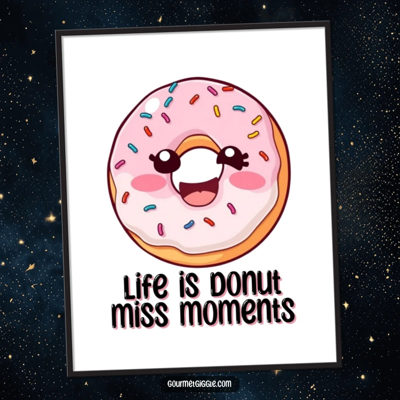 Funny Free Printable Wall Art: A donut with colorful sprinkles is captured mid-laugh, wiggling with mirth, adding a playful and humorous vibe to decor.