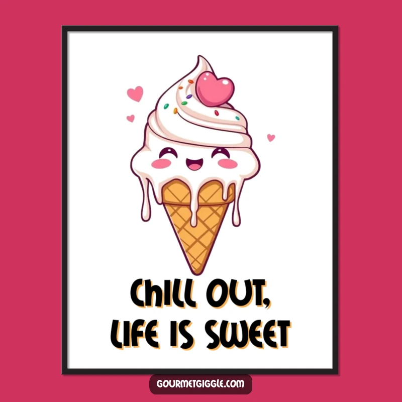 Free Printable Ice Cream Wall Art: Funny Melting Joy Downloadable Art