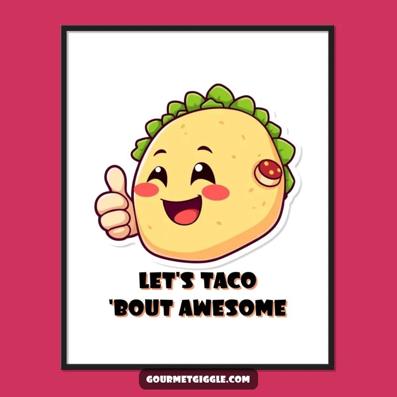 Free Printable Wall Art: Happy Taco Character - Funny Downloadable Decor
