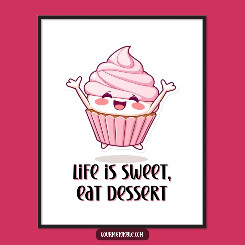 Free Printable Wall Art: Joyful Cupcake, Leaping Character, Sweet Downloadable Art