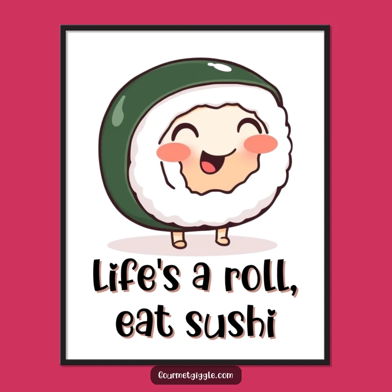 Free Printable Wall Art: Wobbly Sushi Roll Jig - Funny Food Downloadable Decor