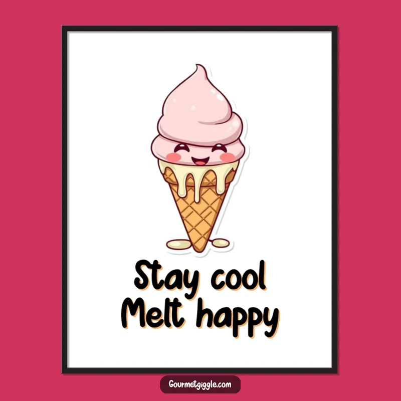 Free Printable Wall Art: Giggling Ice Cream Cone - Funny Downloadable Decor