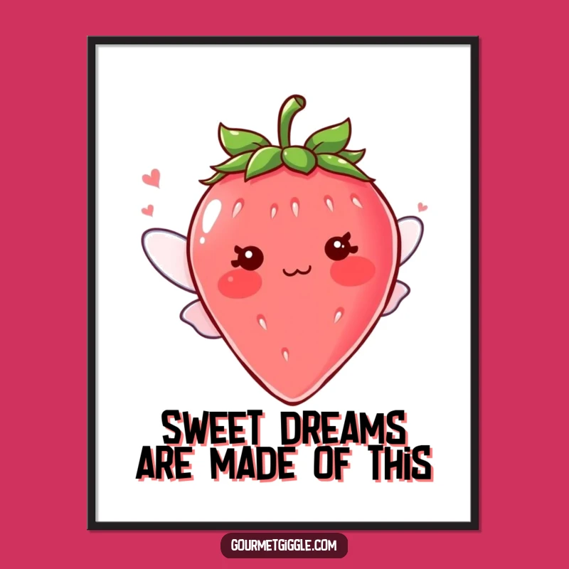 Funny Free Printable Wall Art: Blushing Strawberry Wings, Hilarious Downloadable Decor Gift