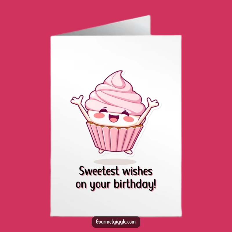 Free Printable Birthday Card: Joyful Cupcake, Leaping with Glee, Downloadable Gift