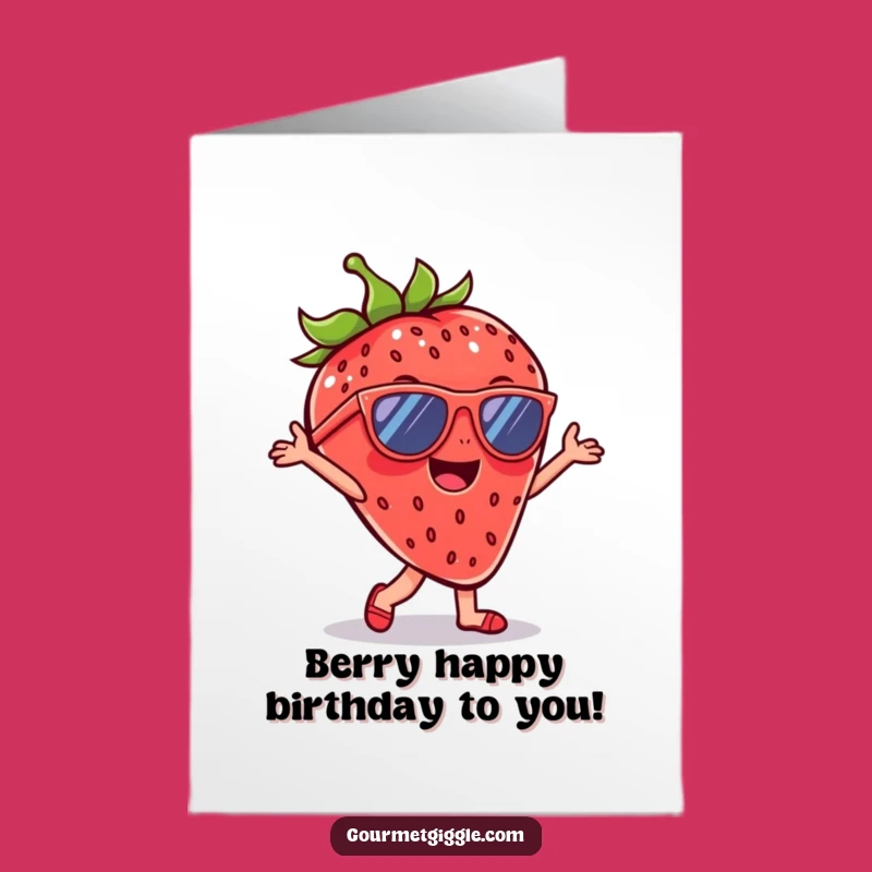 Free Printable Birthday Strawberry Card: Funny Dancing Fruit Downloadable Gift
