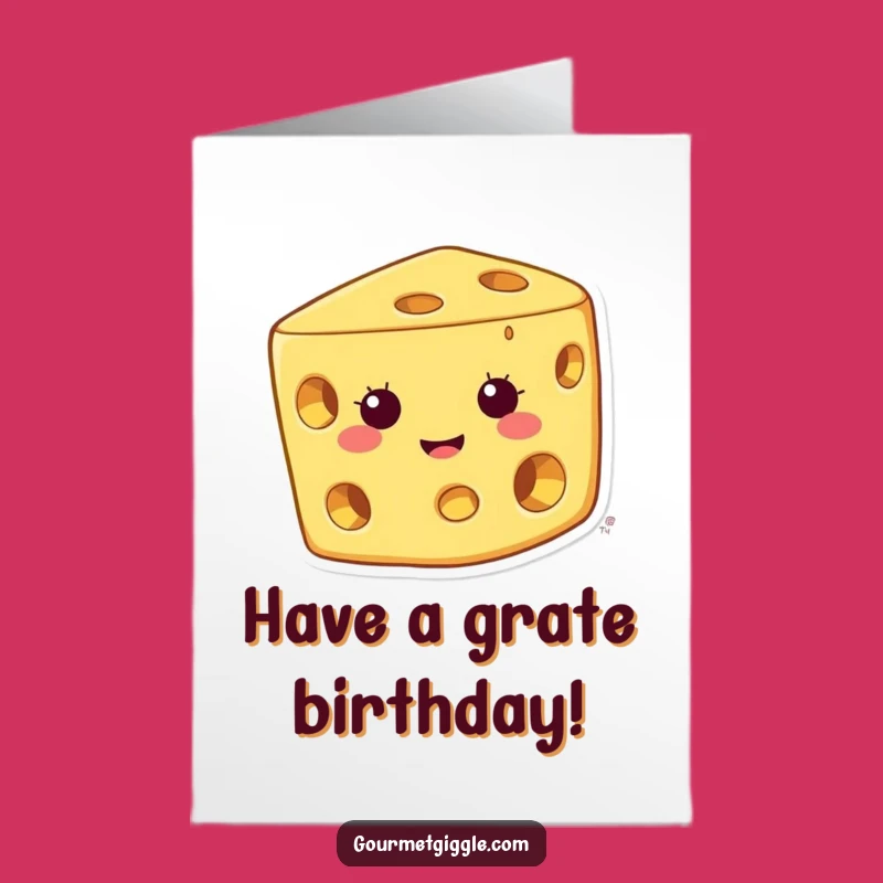 Free Printable Cheese Birthday Card: Grinning Holes Downloadable Gift