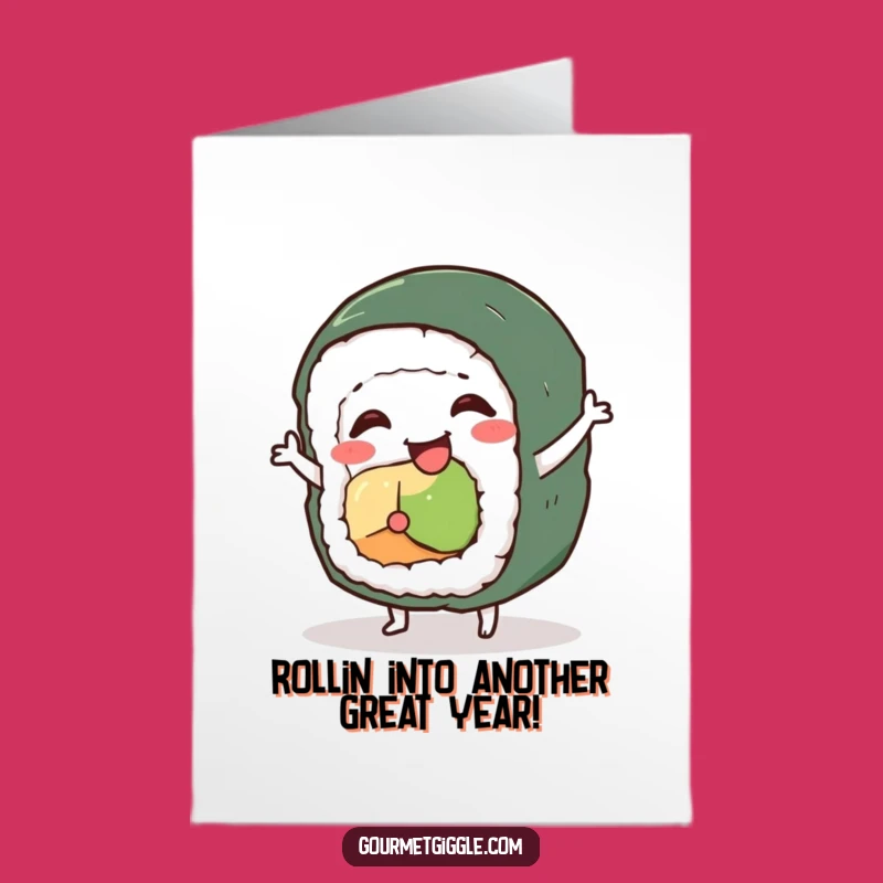 Free Printable Birthday Card: Sushi Dance Funny Downloadable Gift for Party