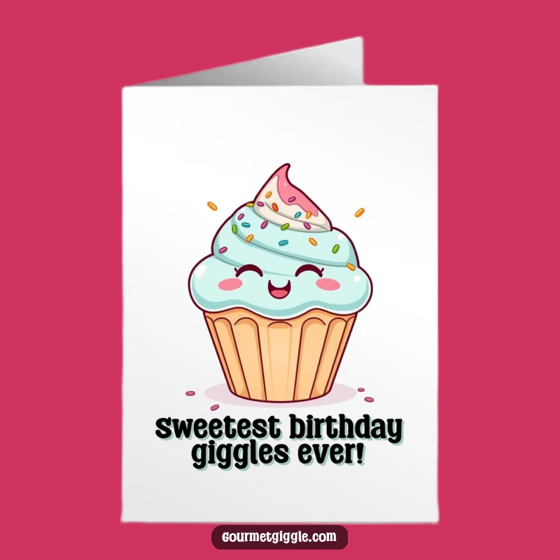Funny Free Printable Birthday Card: Giggling Cupcake, Sprinkle Shower, Perfect Downloadable Gift