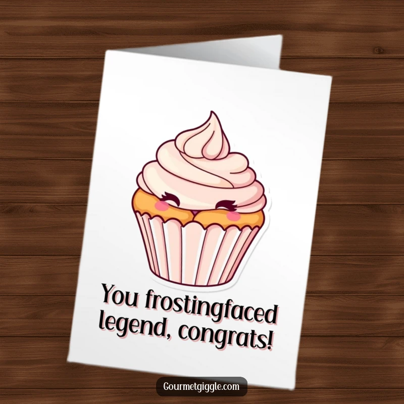 Free Printable Congratulations Card: a tantalizing cupcake with frosting swirl winking playfully, perfect for any win.