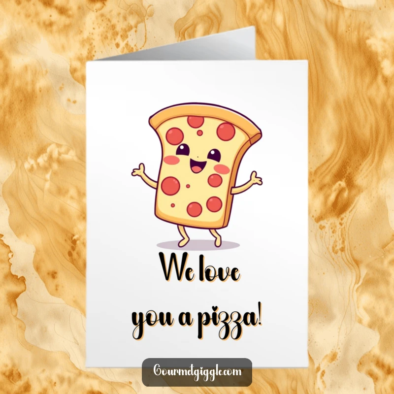 Funny Free Printable Pizza Congratulations Card: A happy pizza slice doing a jig to celebrate your amazing success, a downloadable party starter.