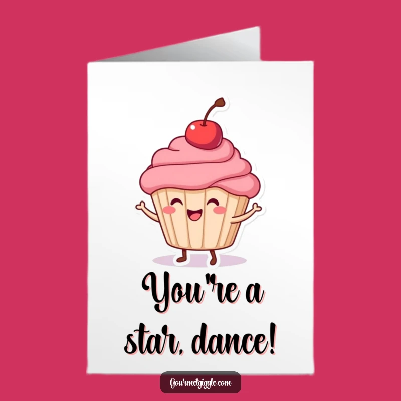 Free Printable Congrats Card: Dancing Cupcake - Celebrate in Style!