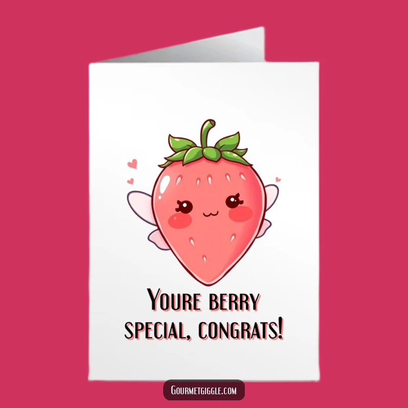 Free Printable Congrats Card: Giggle-Worthy Blushing Strawberry Wings for Any Achievement