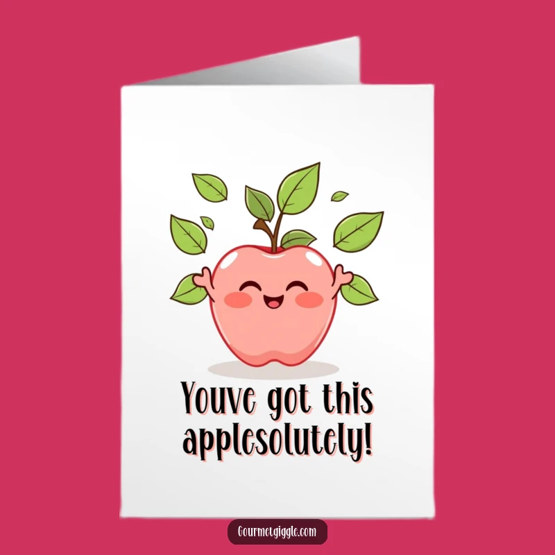 Free Printable Congrats Card: Apple Juggling Leaves Success Downloadable