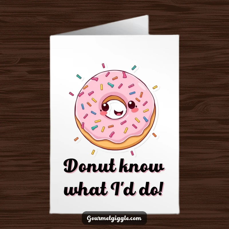 Funny Free Printable Thank You Card: A happy donut spins, raining sprinkles to show sincere thanks.