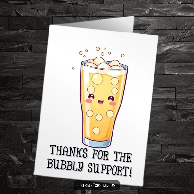 Funny Free Printable Thank You Card: A Glass of Soda With Happy Fizzing Bubbles