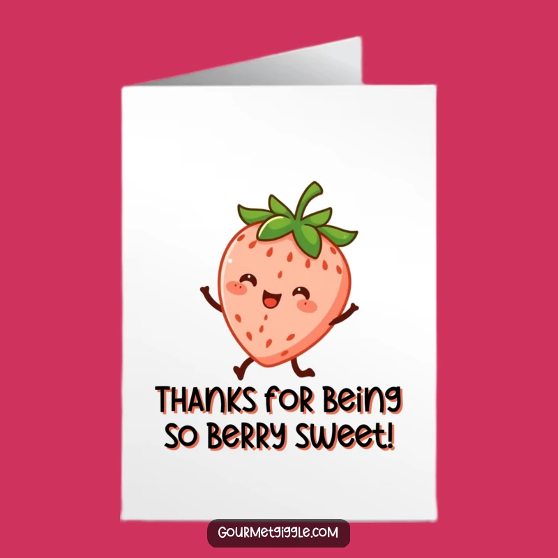 Free Printable Thank You Card: Dancing Strawberry - Funny Energetic Gratitude