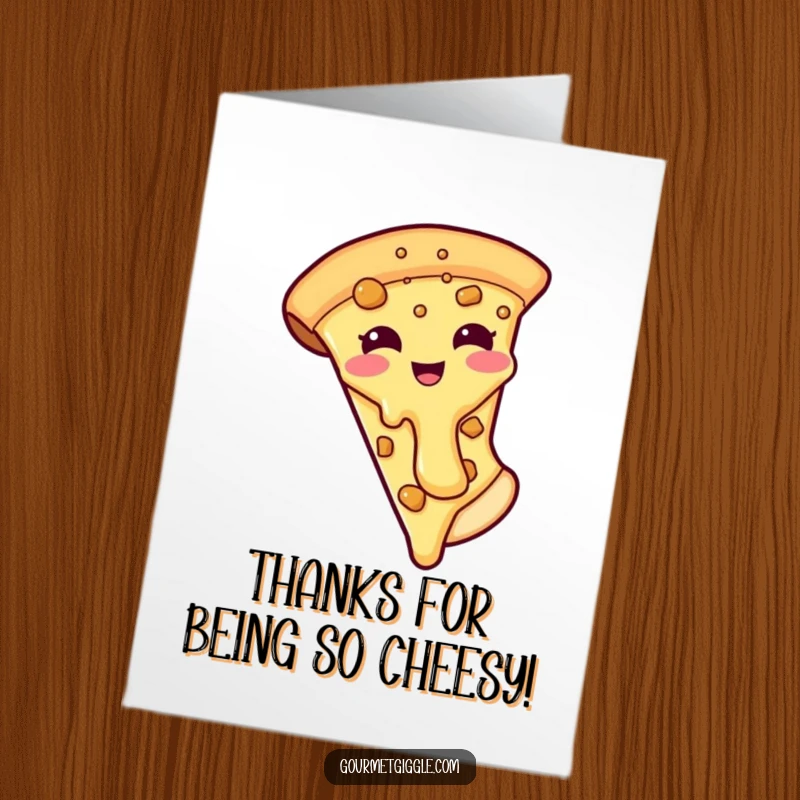 Funny Free Printable Thank You Card: A Grinning Pizza Slice With Drooping Cheese