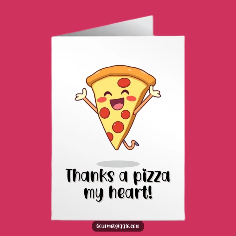 Free Printable Thank You Card: Happy Pizza Jump Funny Gratitude Downloadable Greeting