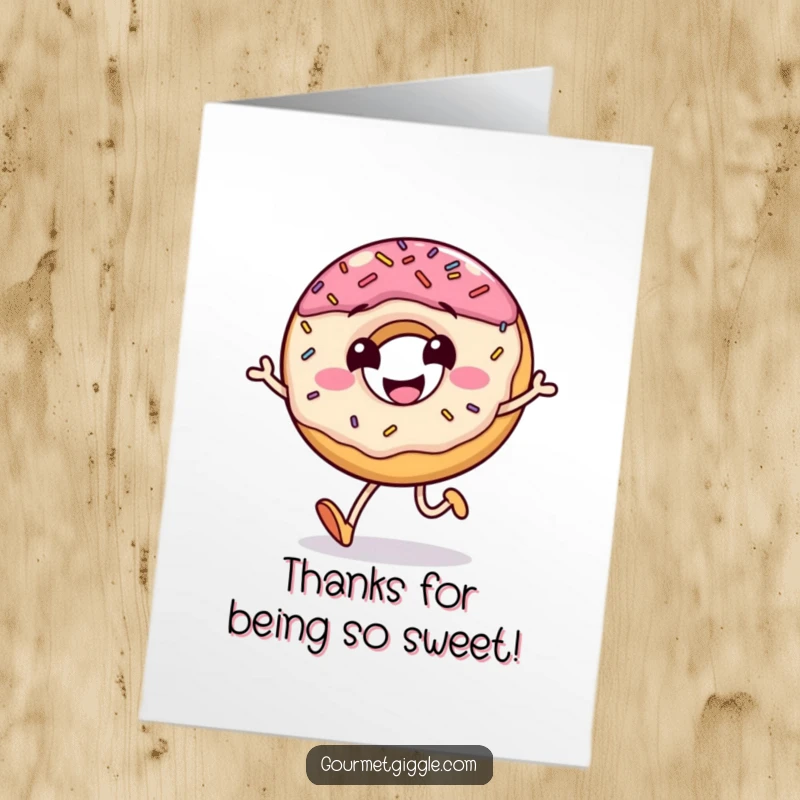 Funny Free Printable Thank You Card: A Grinning Donut With Sprinkles Jumping Up