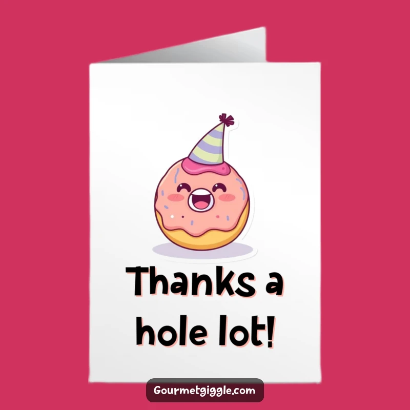 Free Printable Thank You Card: Sweet Donut Says Thanks with a Party Hat!