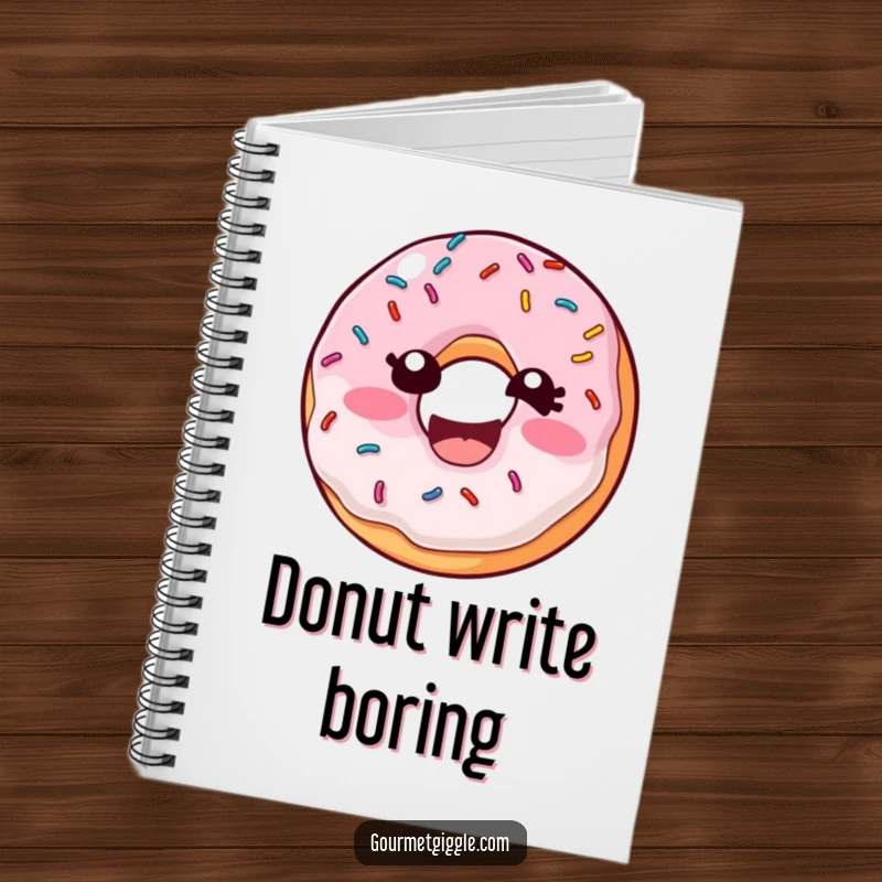 Funny Donut Sprinkles Notebook with a laughing donut and wiggling sprinkles, perfect for jotting notes with a dose of sugary humor.