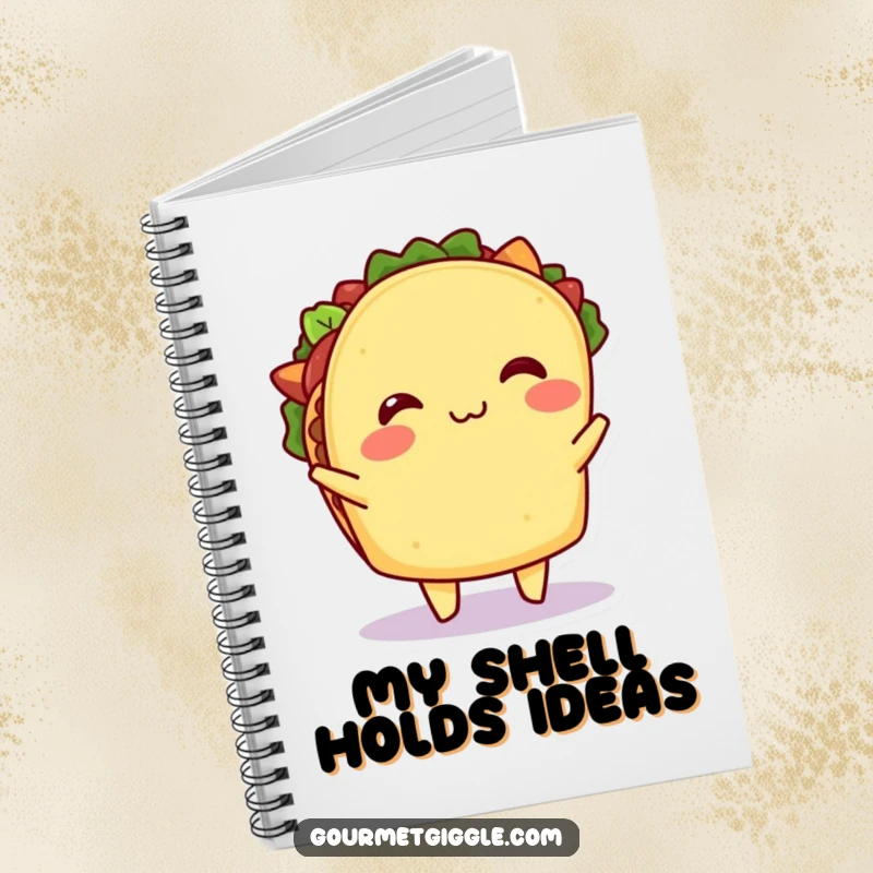 Funny Taco Notebook: A lined notebook featuring a happy taco doing a lively shimmy, its filling jiggling, perfect for jotting down funny thoughts.