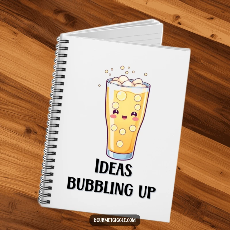 Funny notebook cover with a glass of soda character, its cheerful fizzing and bubbles creating a refreshing and humorous note-taking experience.