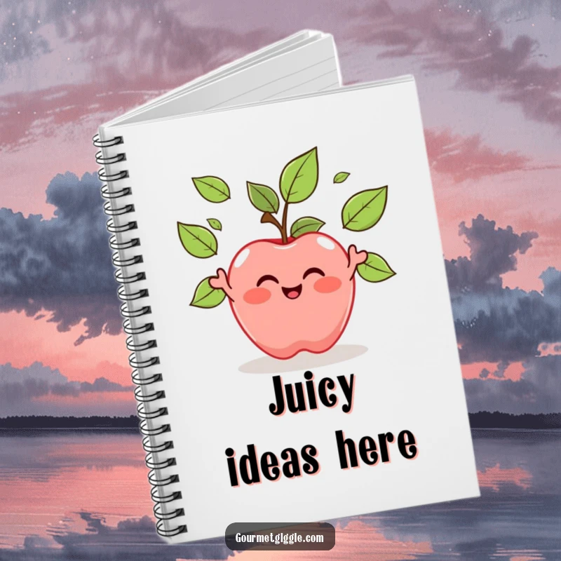 Funny Apple Juggling Leaves Notebook: A happy apple juggles its leaves, inspiring fresh ideas and smiles with every page.