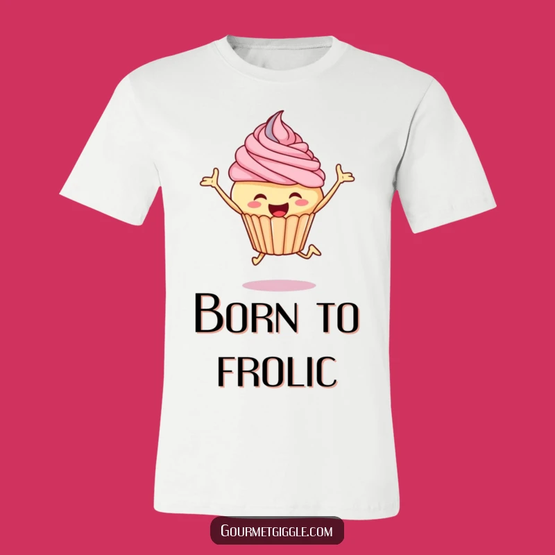 Funny Cupcake Leap T-Shirt: Joyful Dessert Tee for Happy People