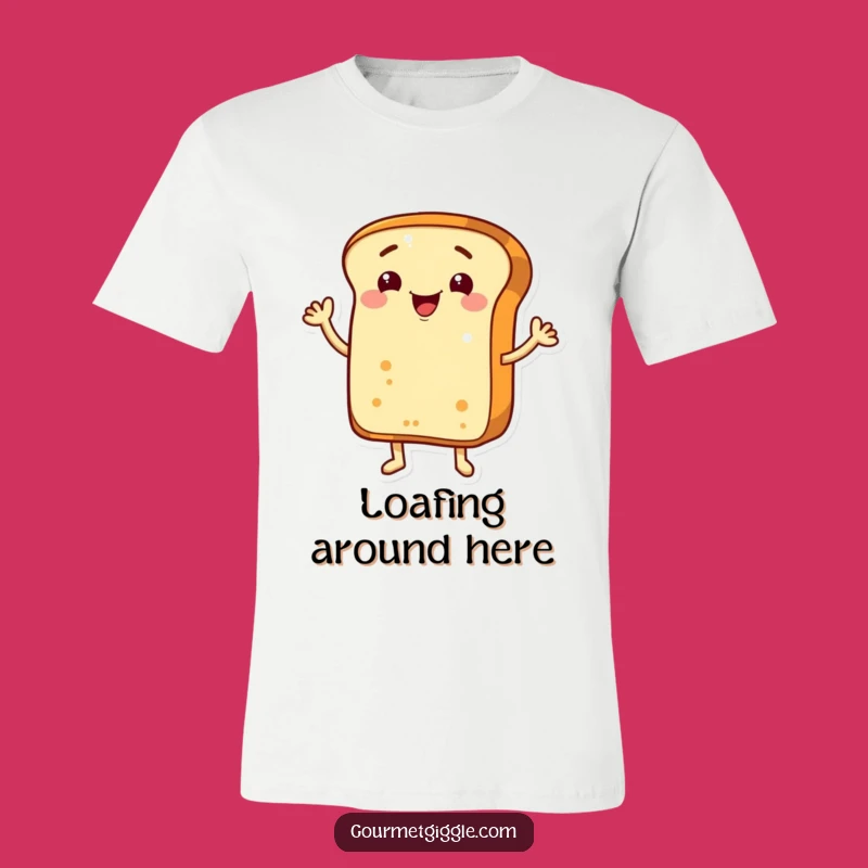 Funny Waving Bread Loaf T-Shirt - Playful Baked Good Tee for Happy Vibes