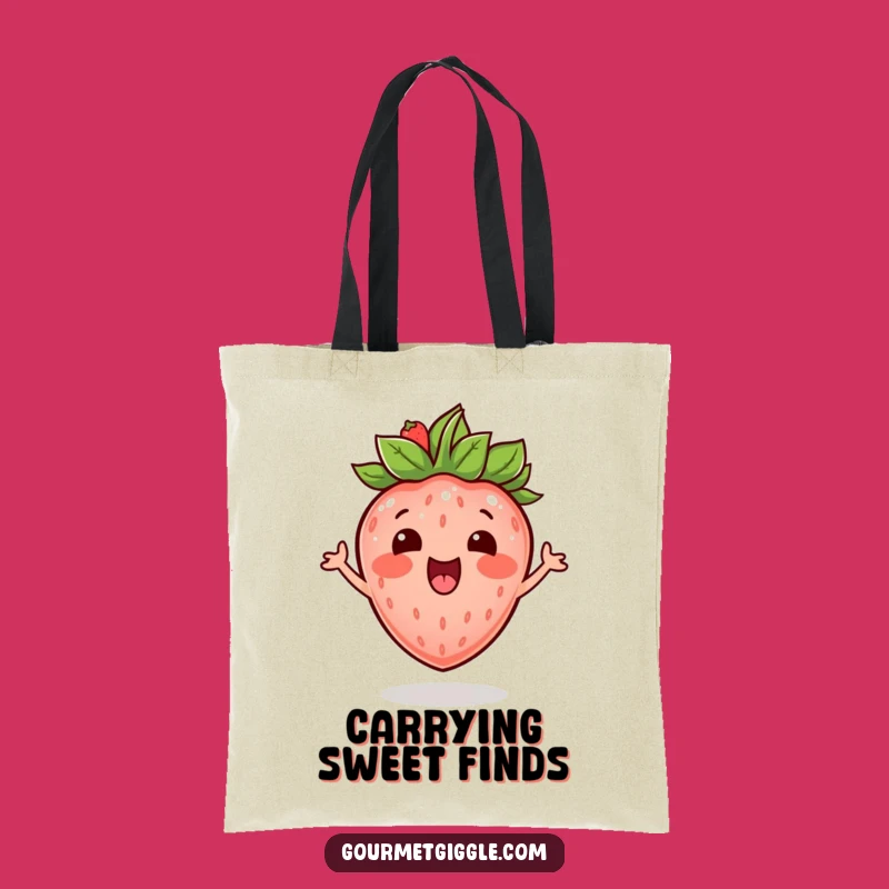 Funny Bouncing Strawberry Tote Bag - Fruity Carryall for Happy Errands